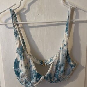 Hollister Blue and White Bikini Top